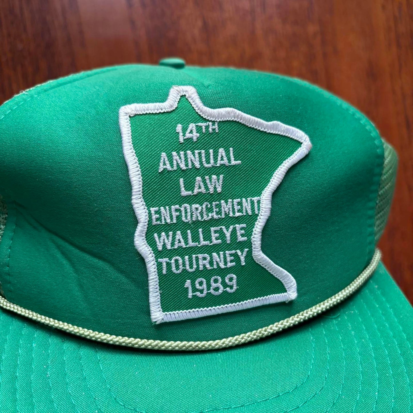 Vintage 80s USA law enforcement walleye fishing tournament trucker cap