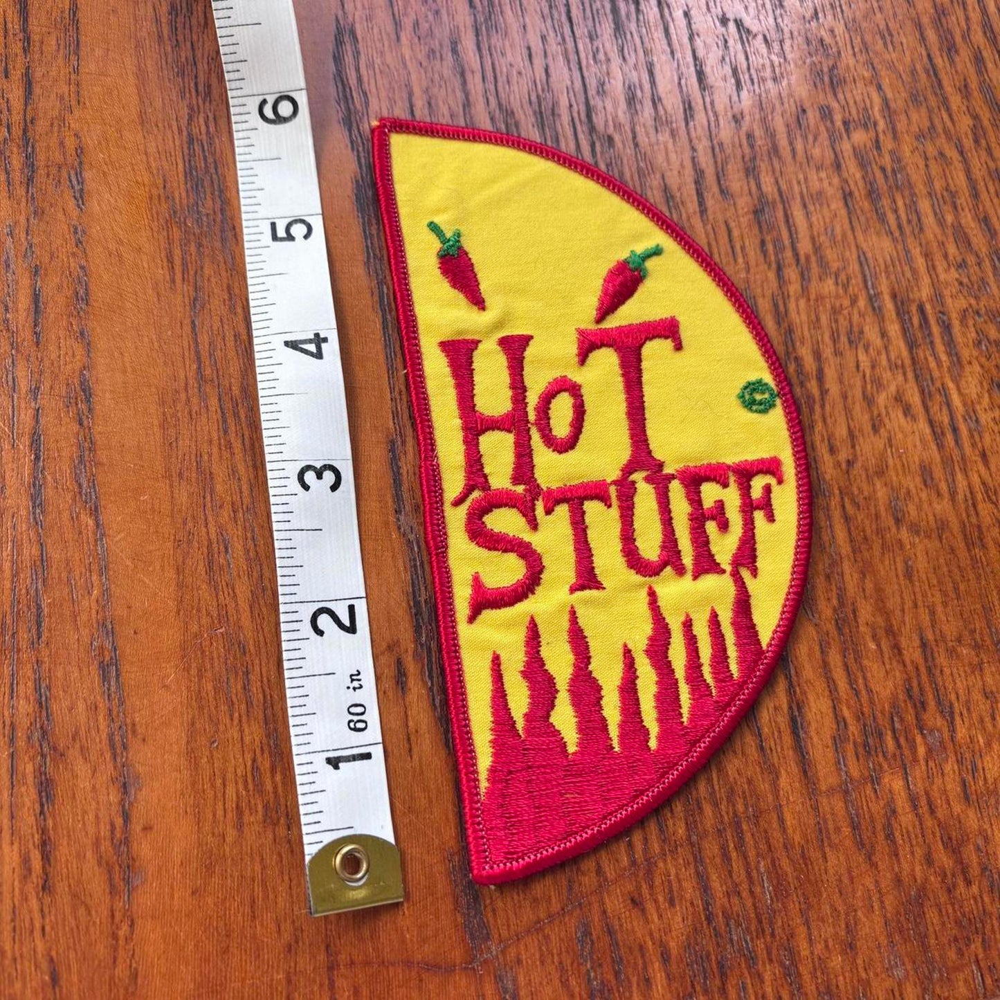 Vintage 90s USA Hot Stuff slogan novelty humour embroidered patch