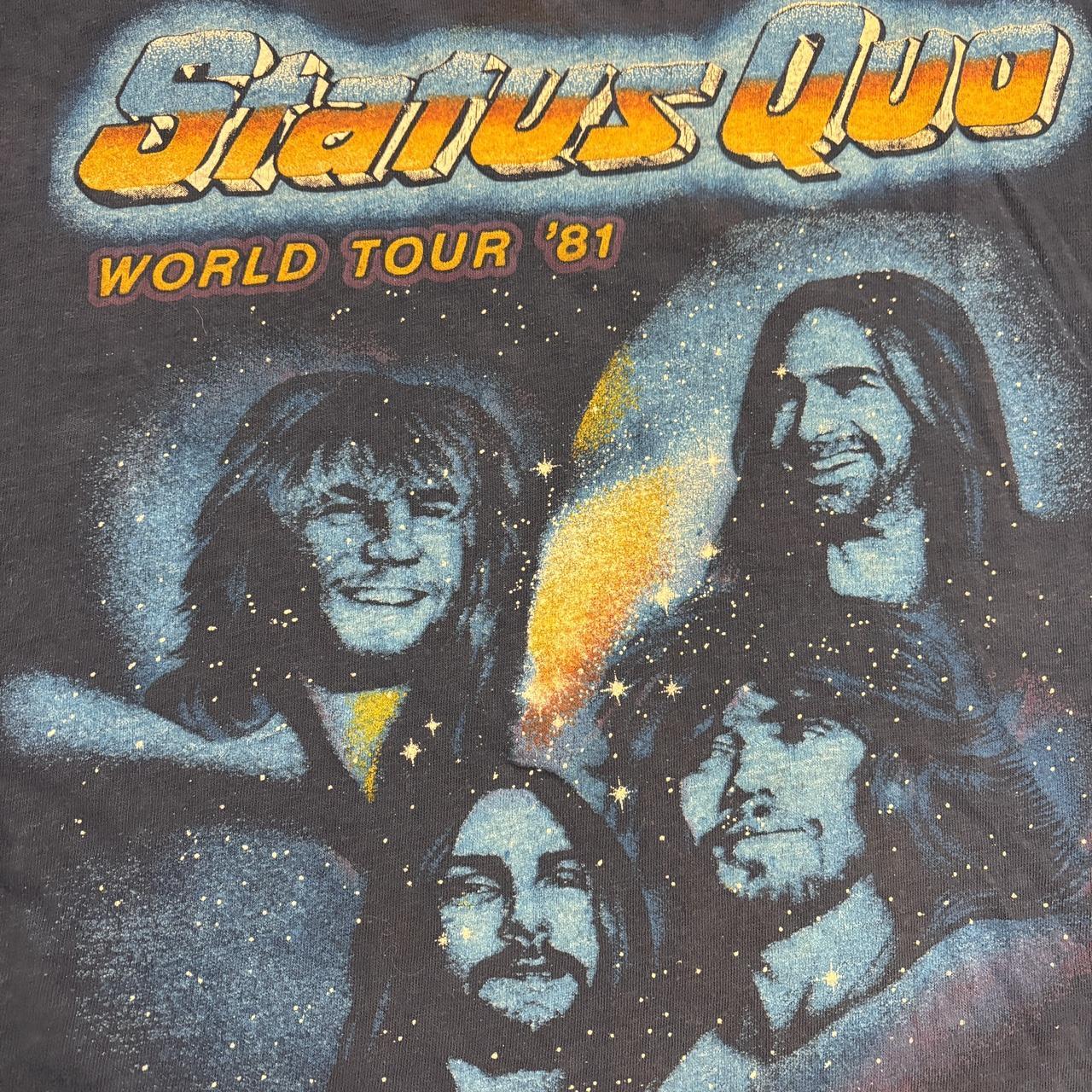 Vintage 80s USA Status Quo World Tour 1981 concert graphic band t-shirt