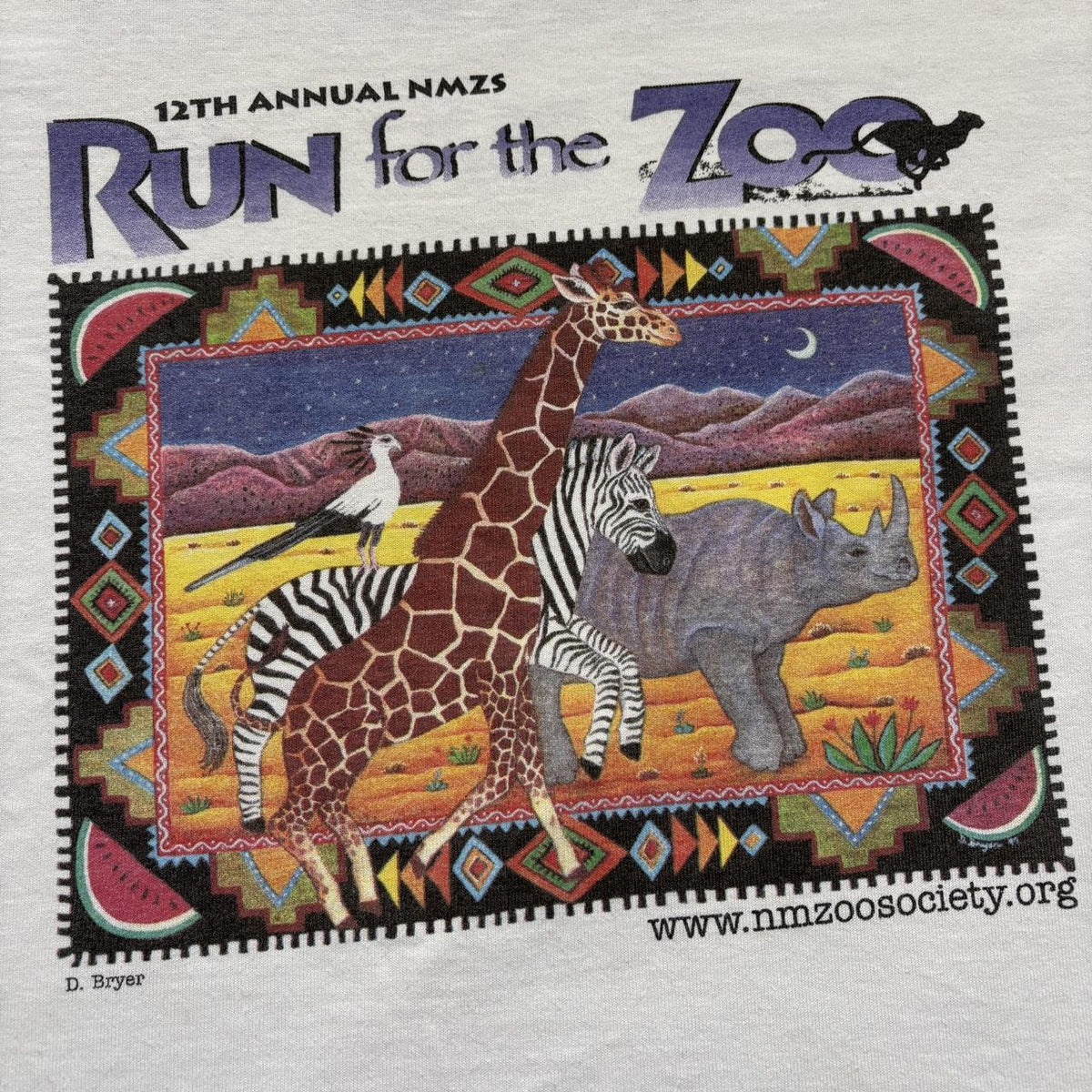 Vintage 90s USA run for the zoo New Mexico nature wildlife running t-shirt