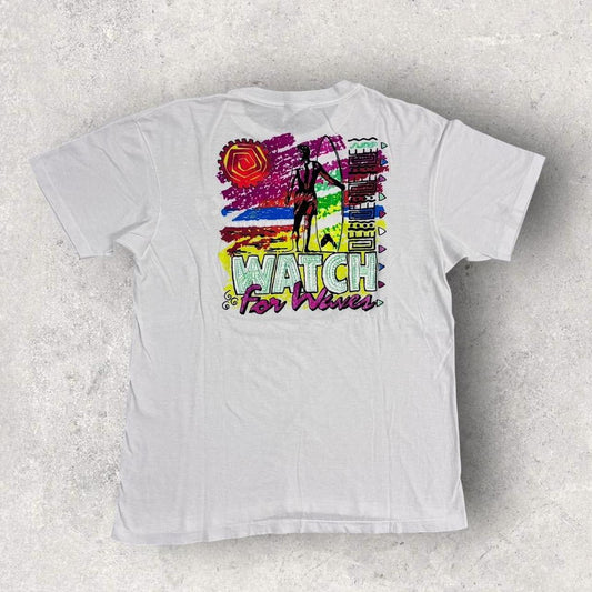 Vintage 90s USA watch for waves surfing graphic t-shirt