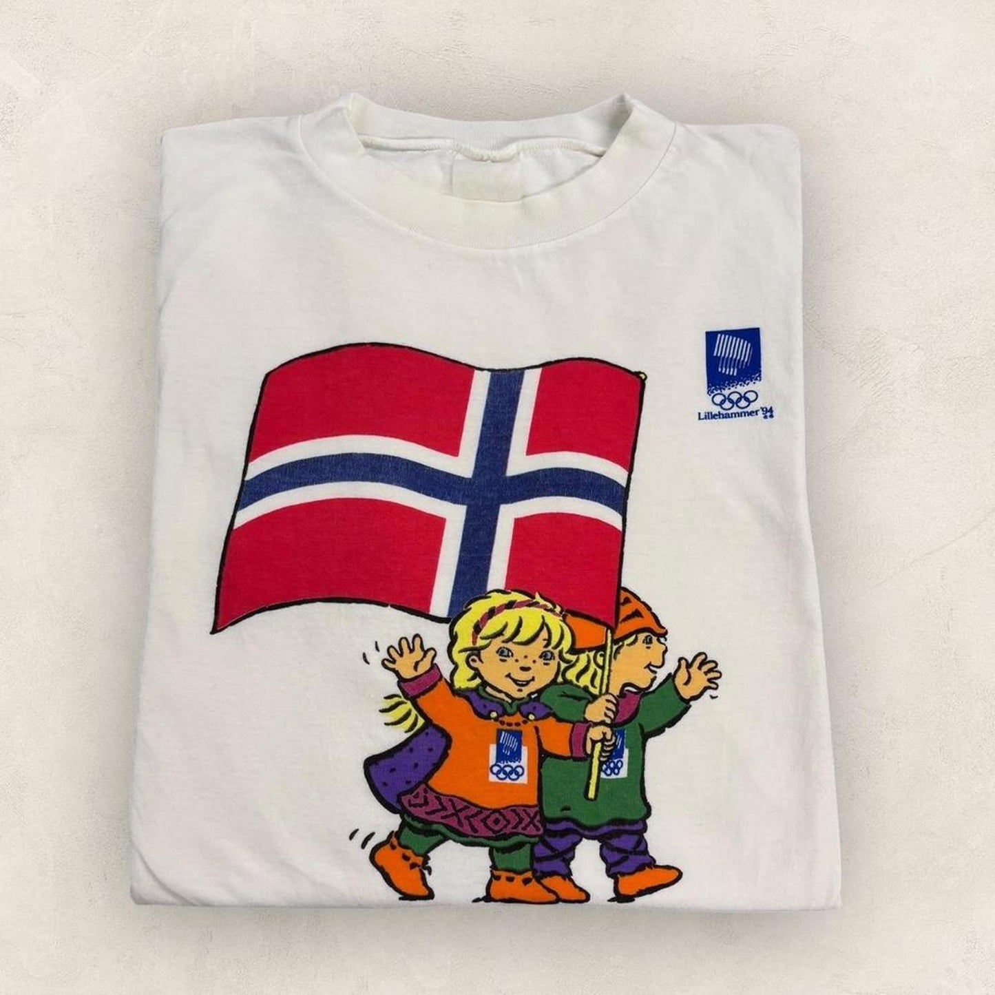 Vintage 90s Lillehammer Winter Olympics Norway snow sports graphic t-shirt
