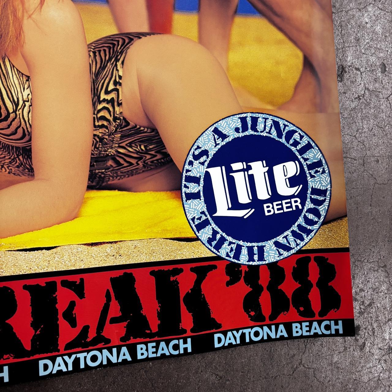 Vintage 80s Miller Lite Beer poster Spring Break Daytona Beach Florida print