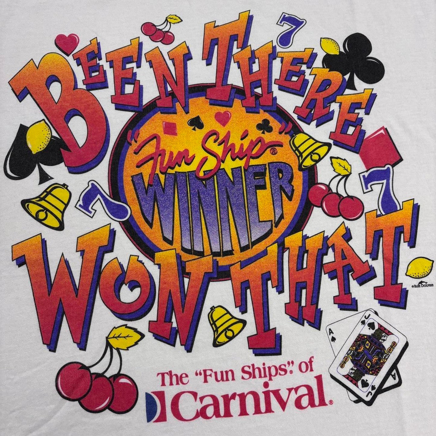 Vintage 90s USA the fun ship carnival boat cruise casino souvenir t-shirt