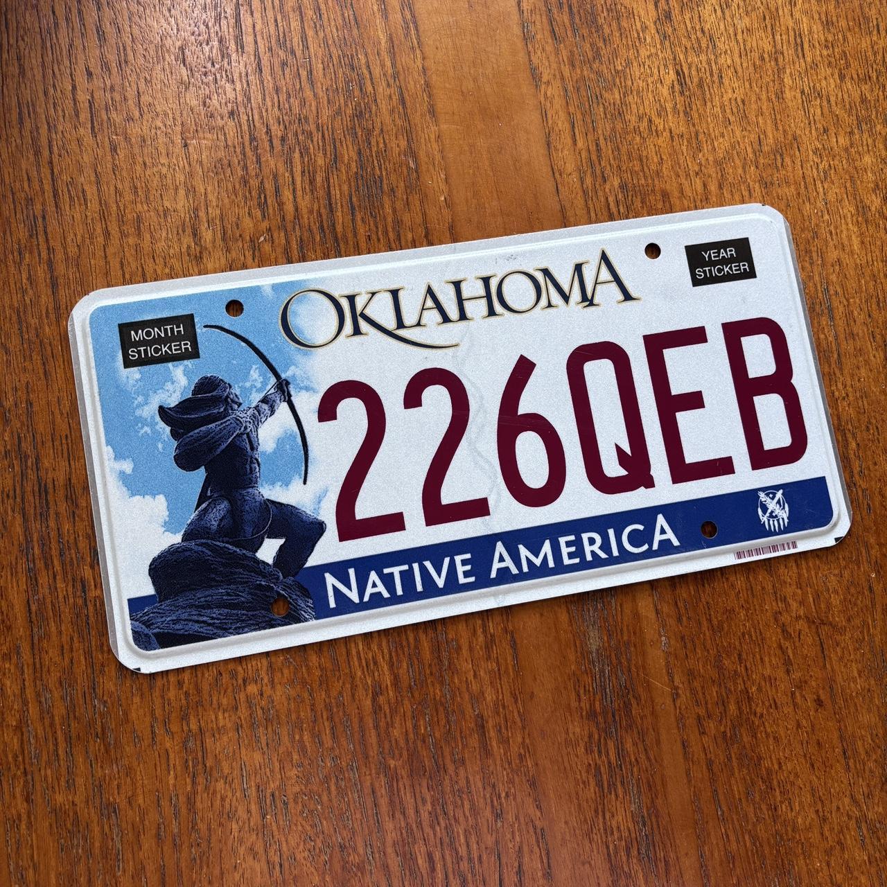 Vintage 90s USA Oklahoma native America license plate