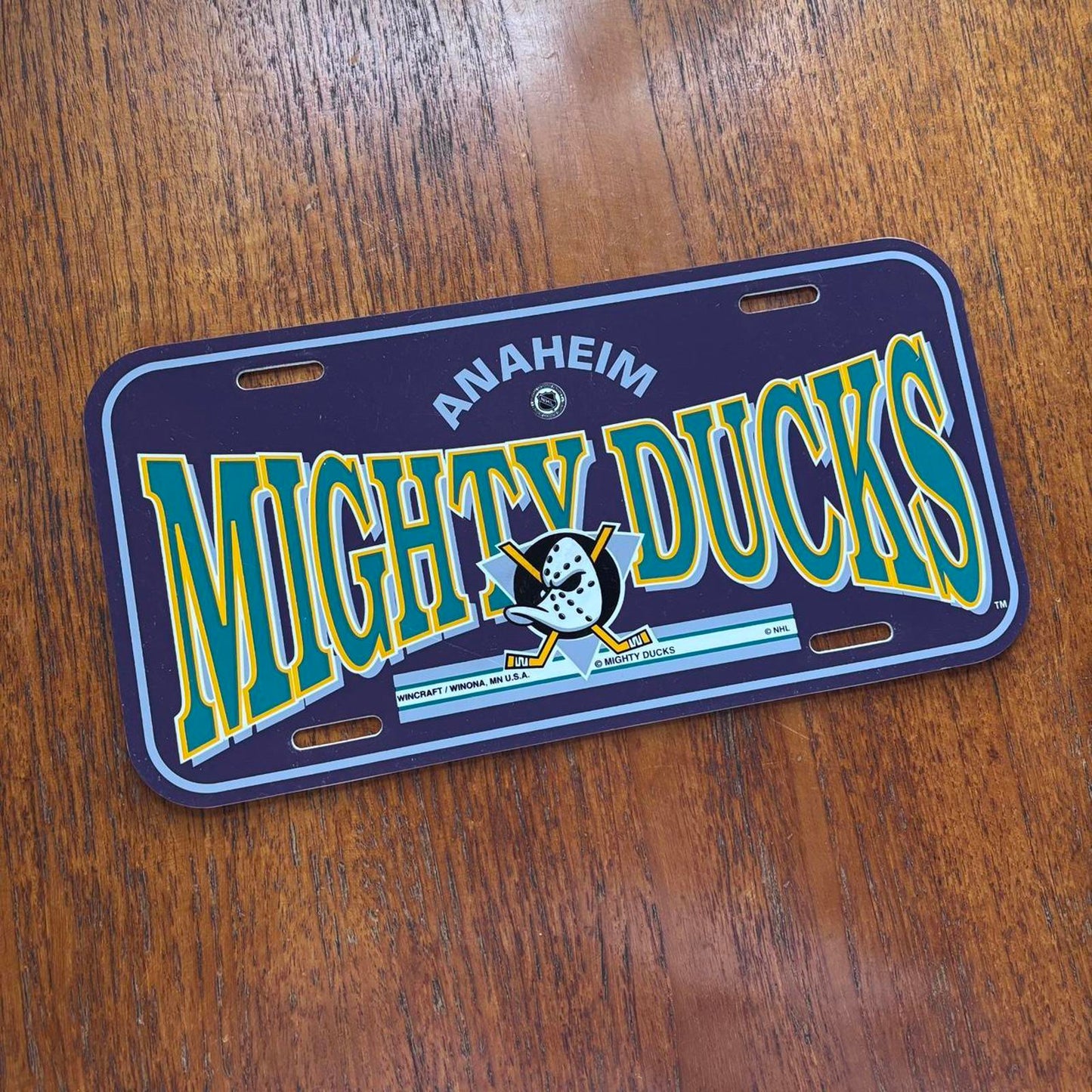 Vintage 90s USA Anaheim Mighty Ducks NHL ice hockey American license plate