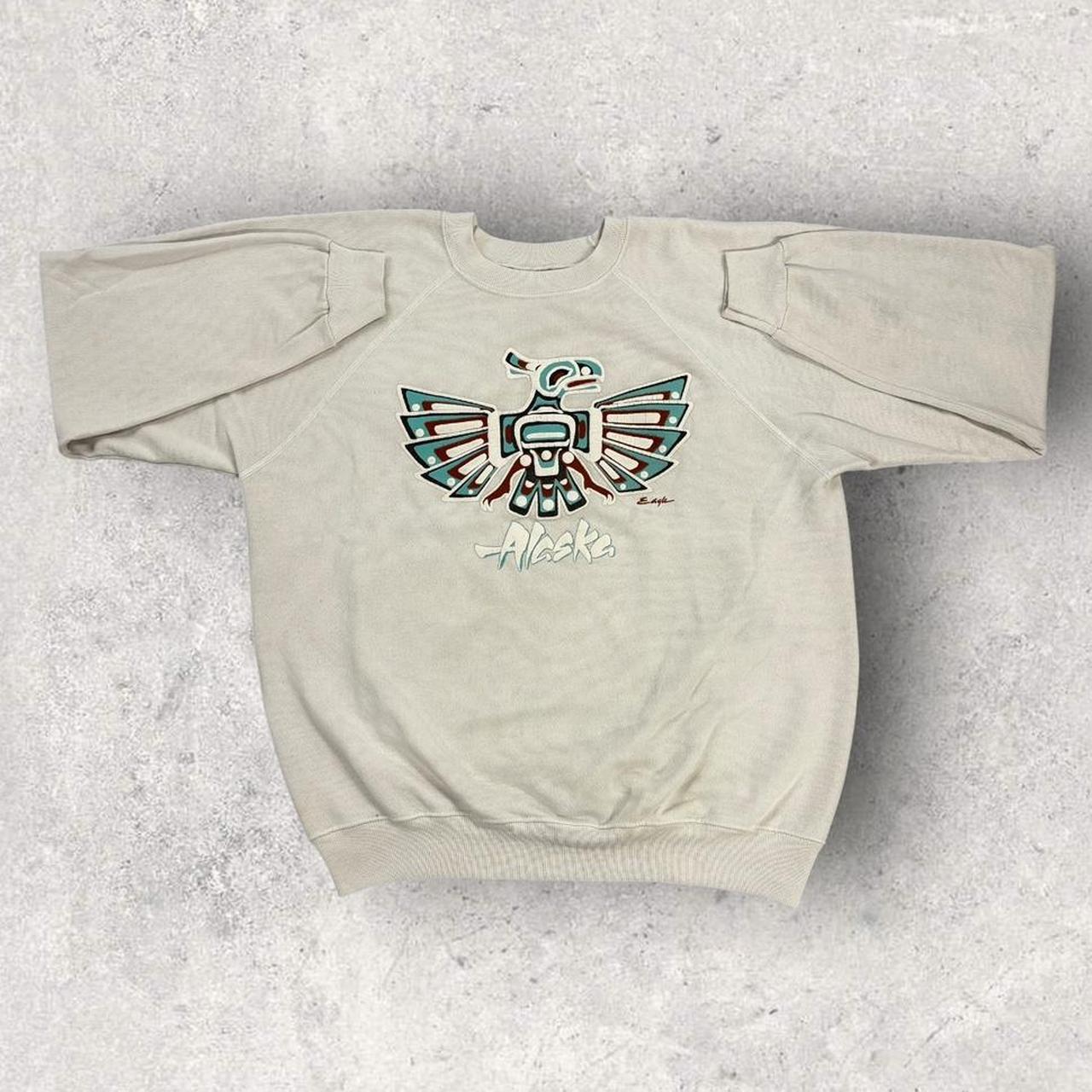 Vintage 90s USA Alaska Native American eagle artwork graphic sweatshirt