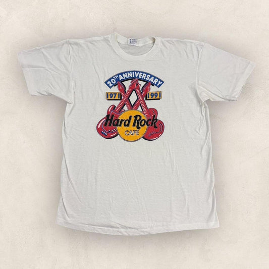 Vintage 90s USA Hard Rock Cafe bar restaurant 20th anniversary t-shirt