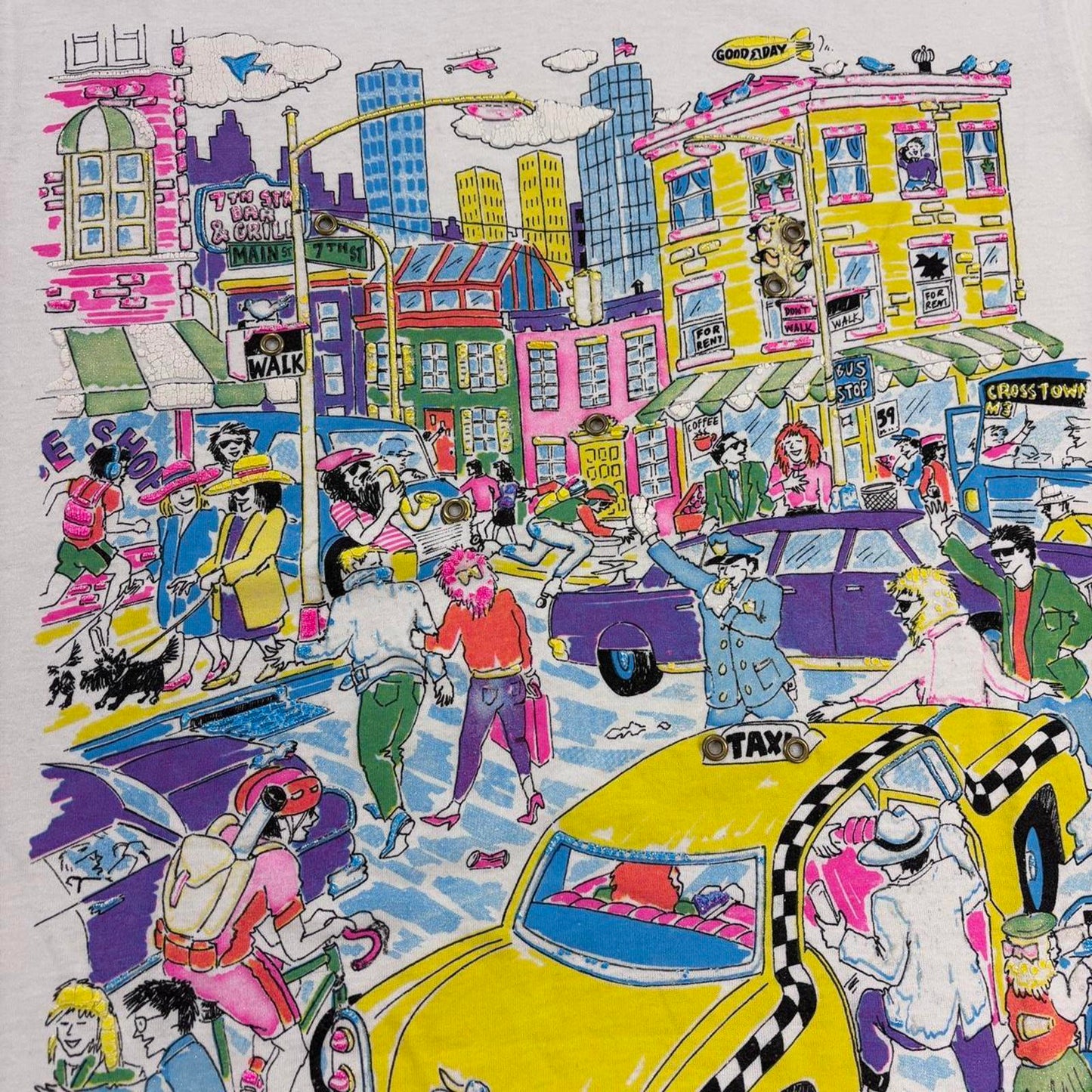 Vintage 90s USA New York City tourist souvenir painted t-shirt