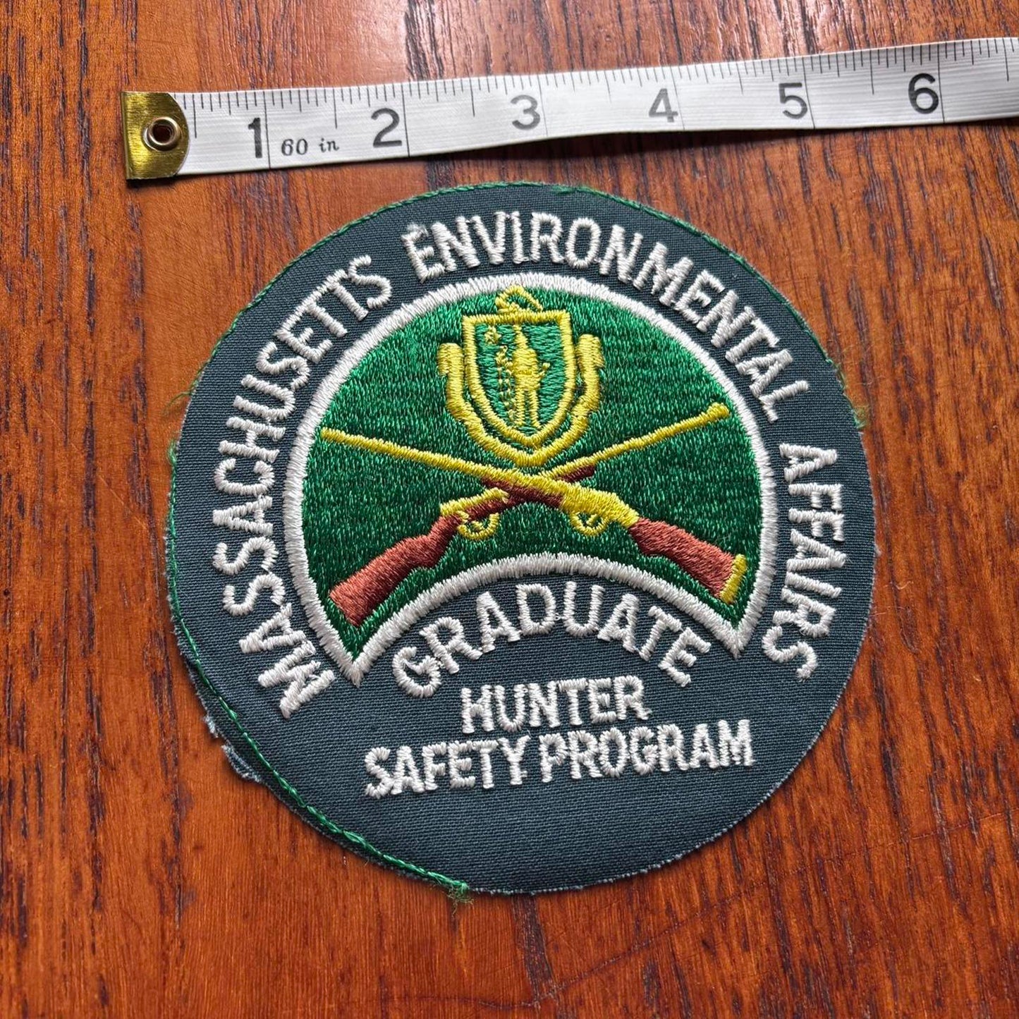 Vintage 90s USA Massachusetts hunter safety program large embroidered patch
