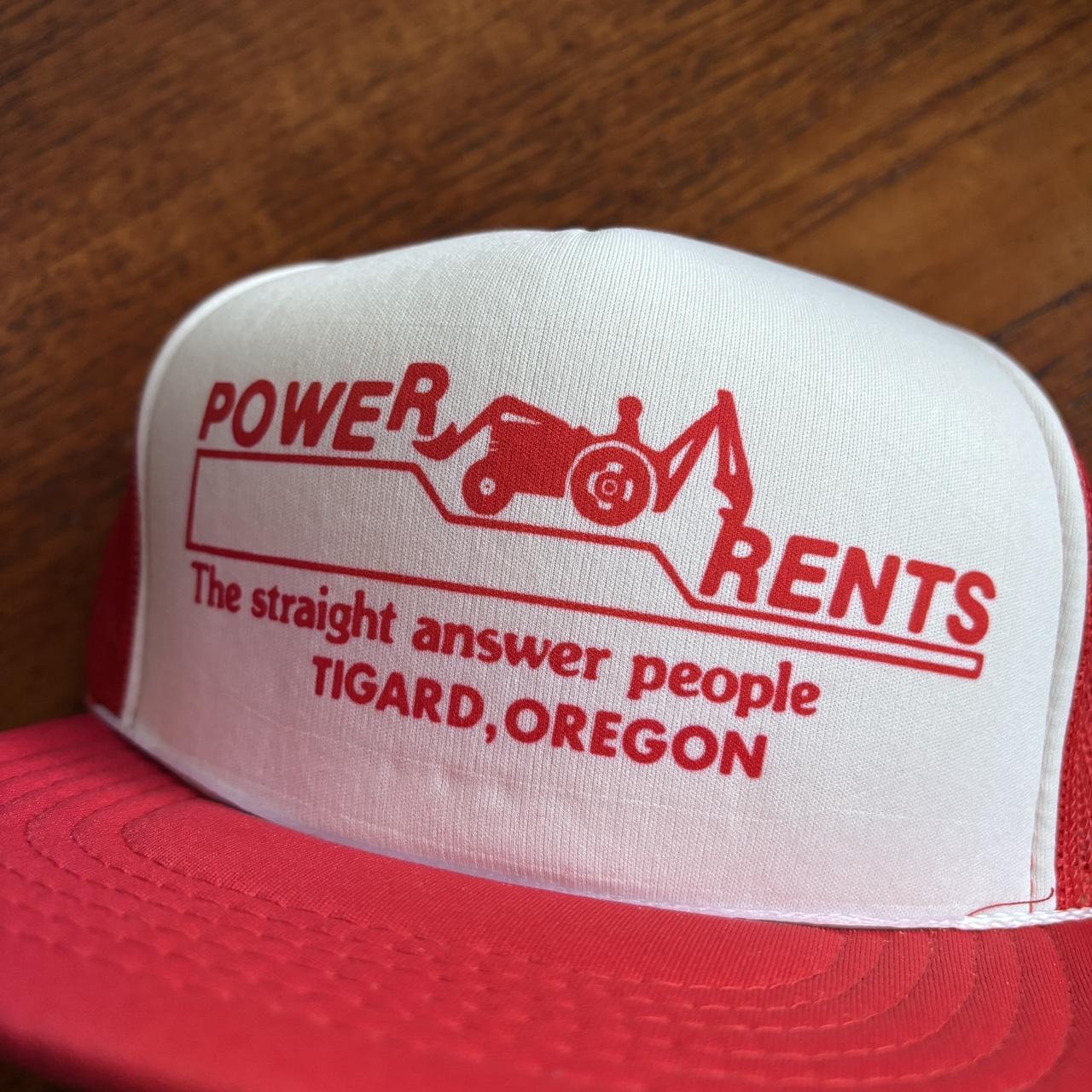 Vintage 90s USA power rents equipments and tool rental Oregon graphic trucker cap