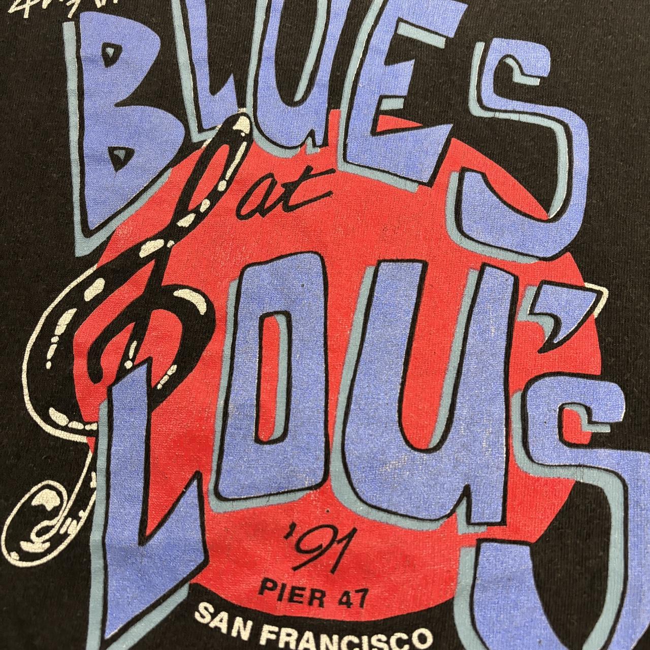Vintage 90s USA Blues at Lou’s at Pier 47 San Francisco jazz music graphic t-shirt