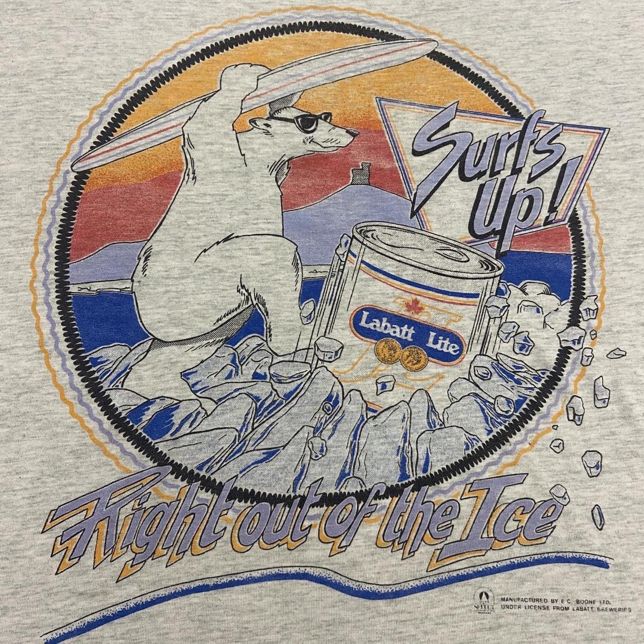 Vintage 90s Canada Labatt Lite beer alcohol surfs up polar bear graphic t-shirt