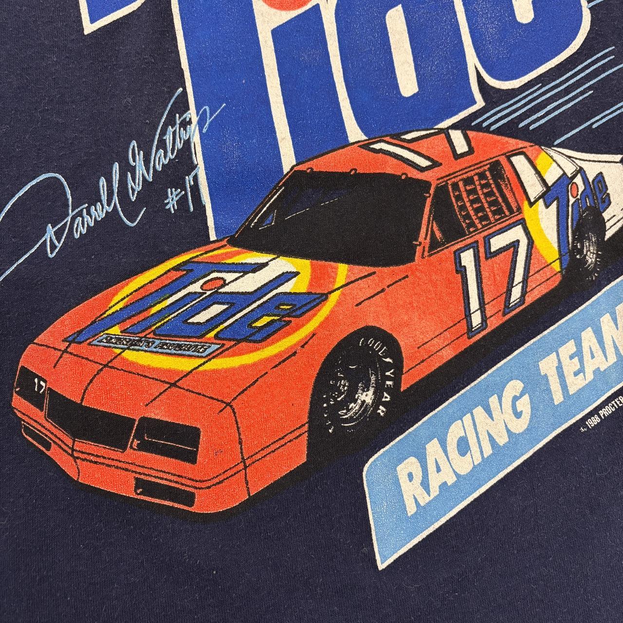 Vintage 80s USA NASCAR Tide Racing Team Darrell Waltrip stock cars motorsport graphic t-shirt