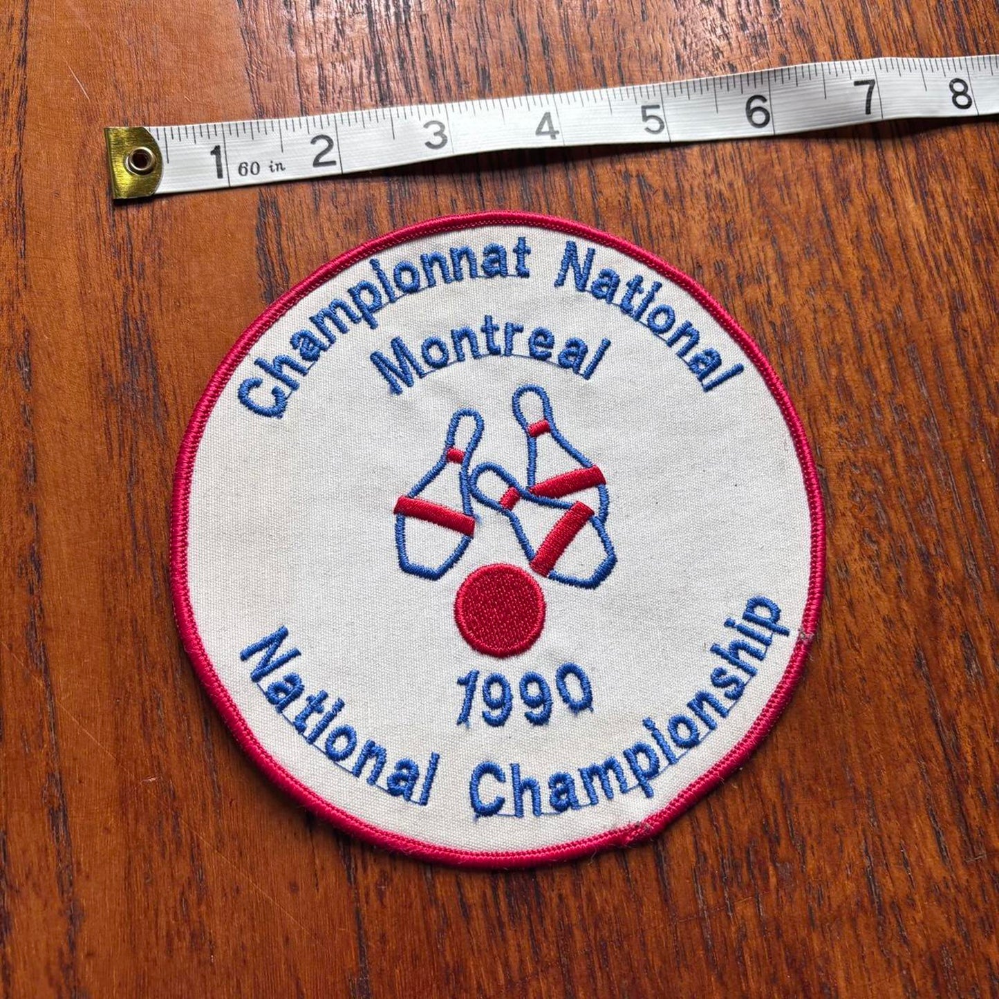 Vintage 90s Montreal bowling national champions Canada large embroidered patch