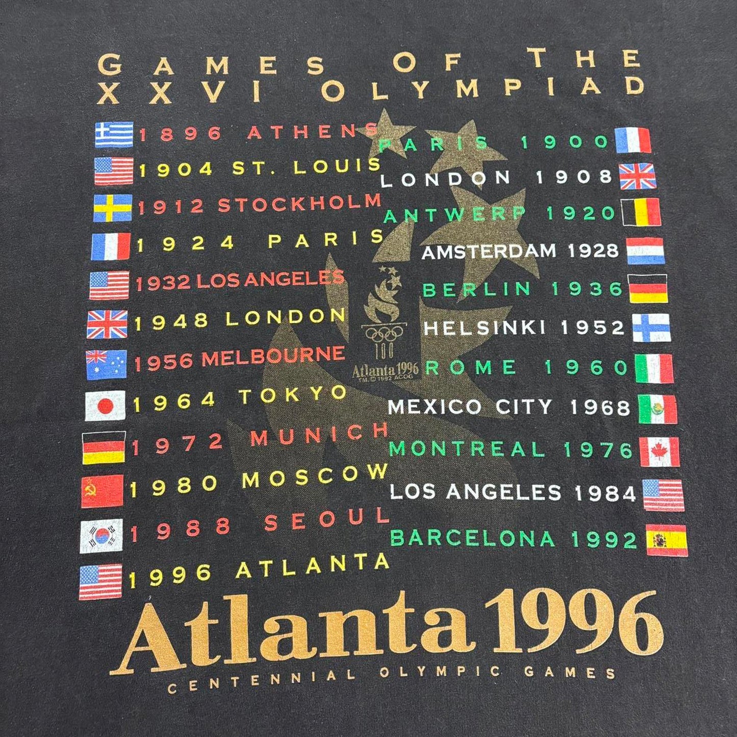 Vintage 90s USA Atlanta Olympics centennial games athletics graphic t-shirt