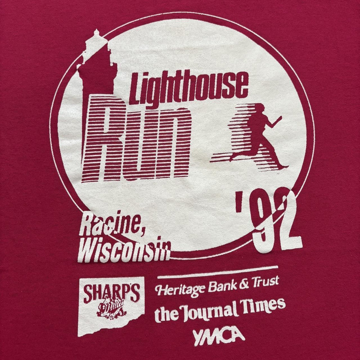 Vintage 90s USA Lighthouse Run Wisconsin running t-shirt