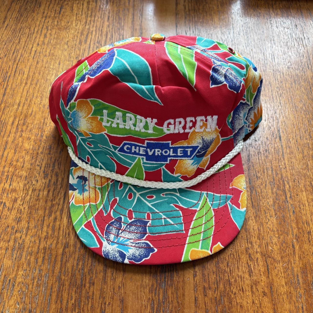 Vintage 90s USA Larry Green Chevrolet dealership Arizona automobile motors floral cap