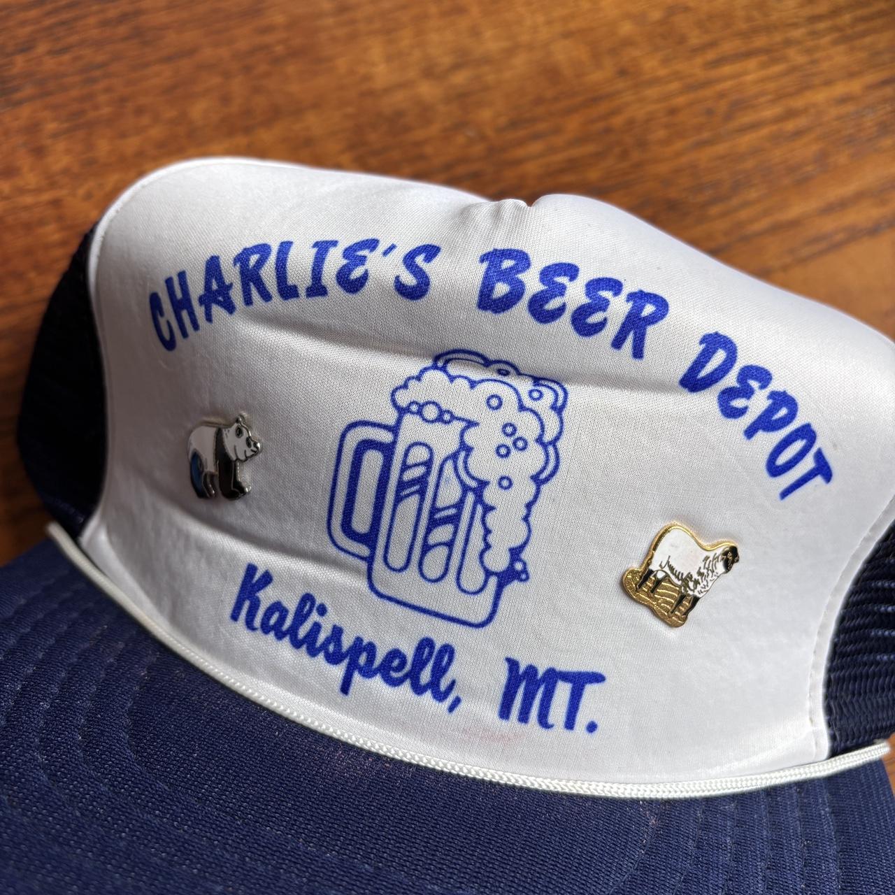 Vintage 90s USA Charlie’s beer depot Kalispell Montana graphic trucker cap