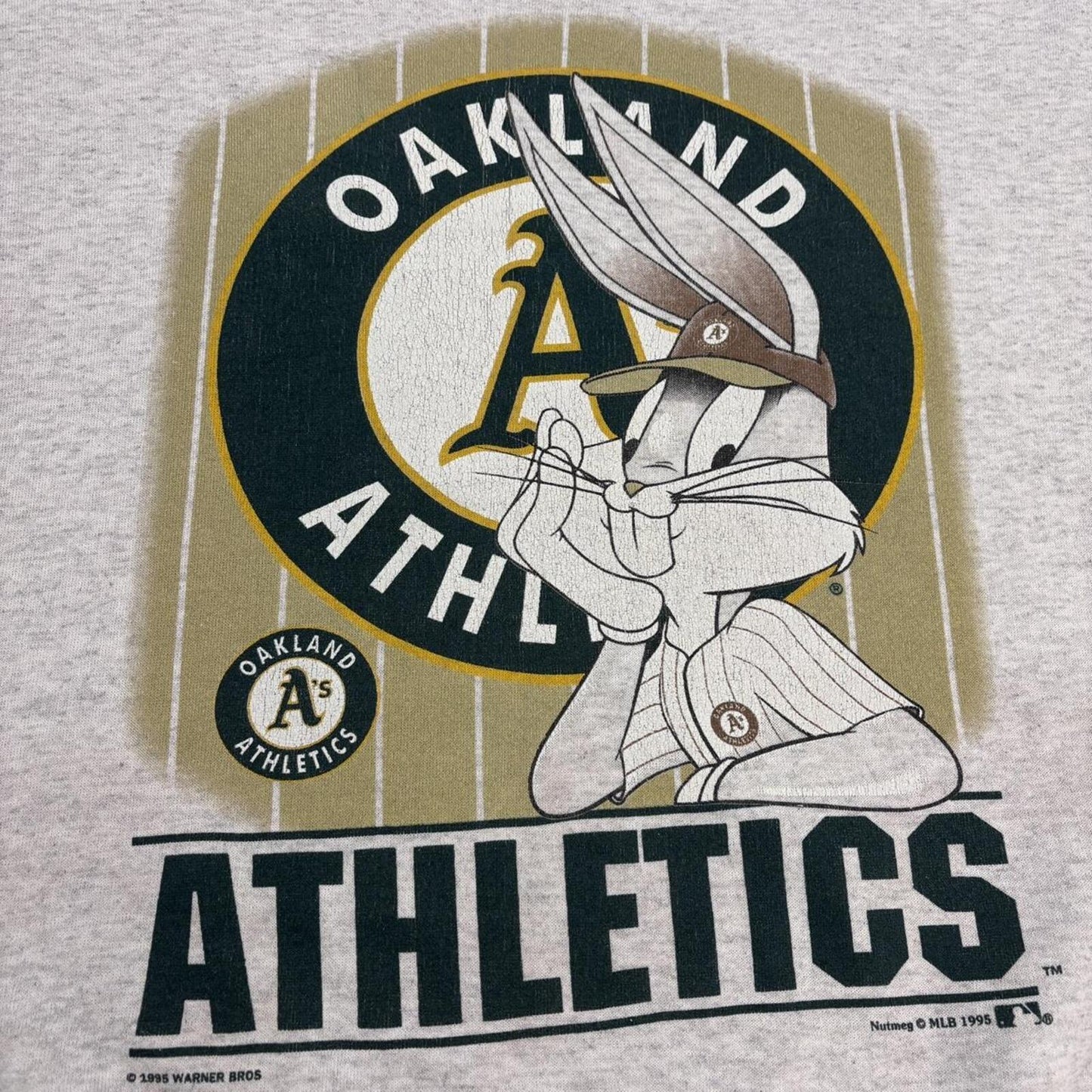 Vintage 90s Oakland Athletics MLB baseball Bugs Bunny Looney Tunes sweatshirt
