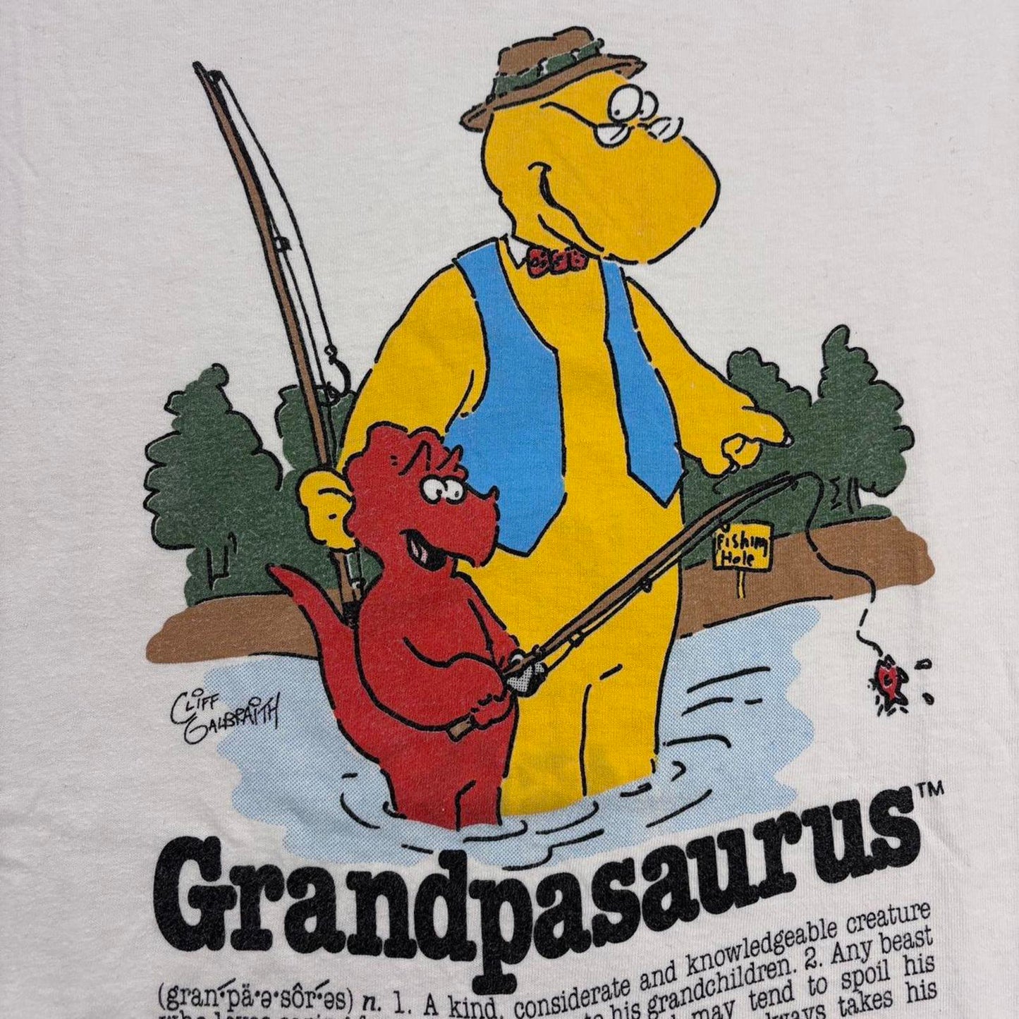 Vintage 80s USA Grandpasaurus dinosaur cartoon illustration graphic t-shirt