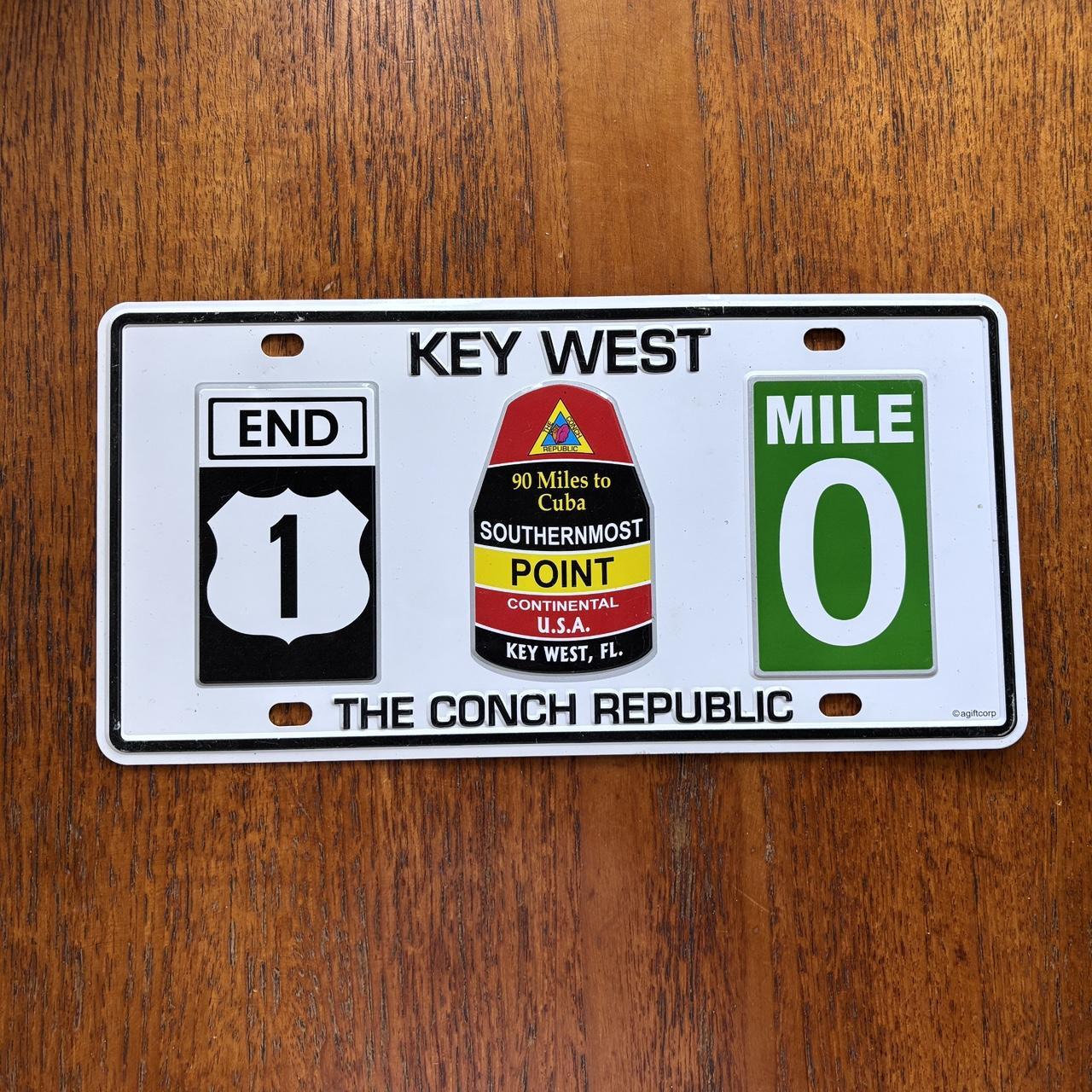 Vintage 90s USA Key West Florida the conch republic novelty license plate