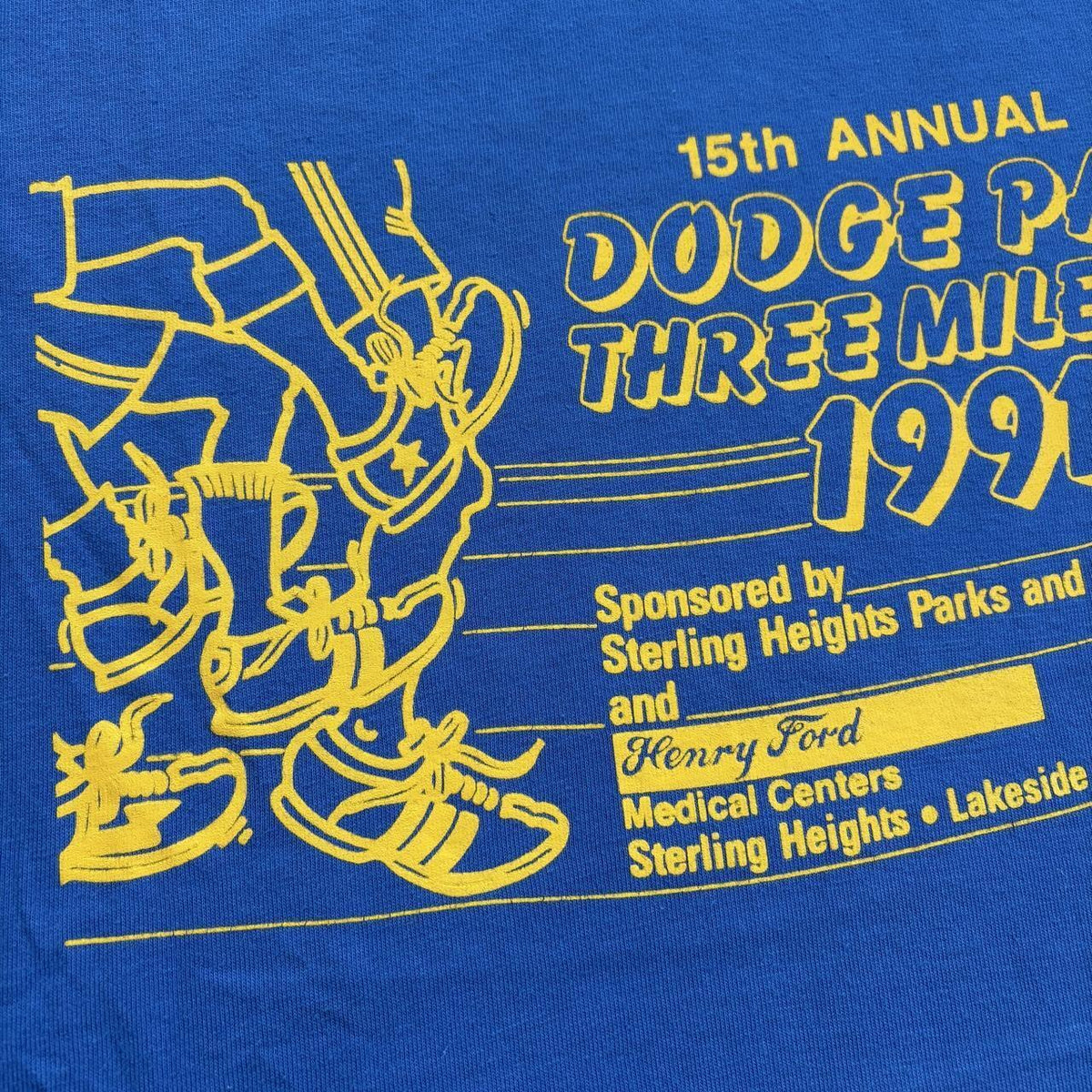 Vintage 90s USA Dodge Park 3 mile run Michigan Road race running t-shirt