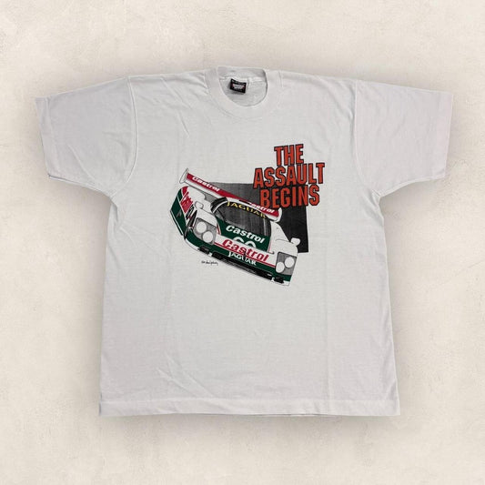 Vintage 80s USA Jaguar Castrol XJR motorsport automobile racing sports car graphic t-shirt