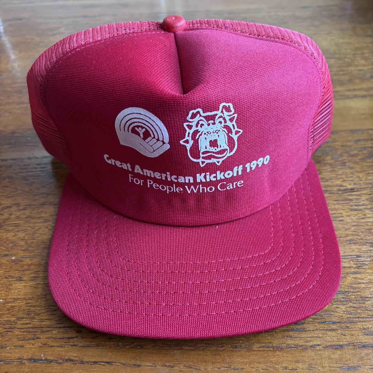 Vintage 90s USA United Way charity Great American kickoff fundraiser graphic trucker cap