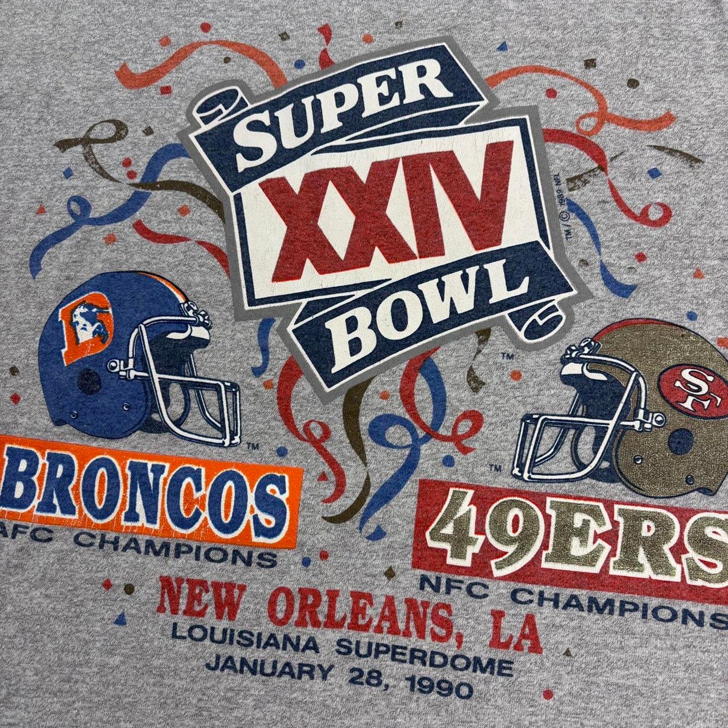 Vintage 90s USA Super Bowl 24 Broncos vs 49ers NFL American Football t-shirt