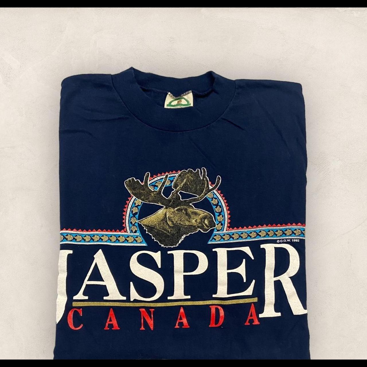 Vintage 90s Jasper Canada moose nature wildlife graphic t-shirt