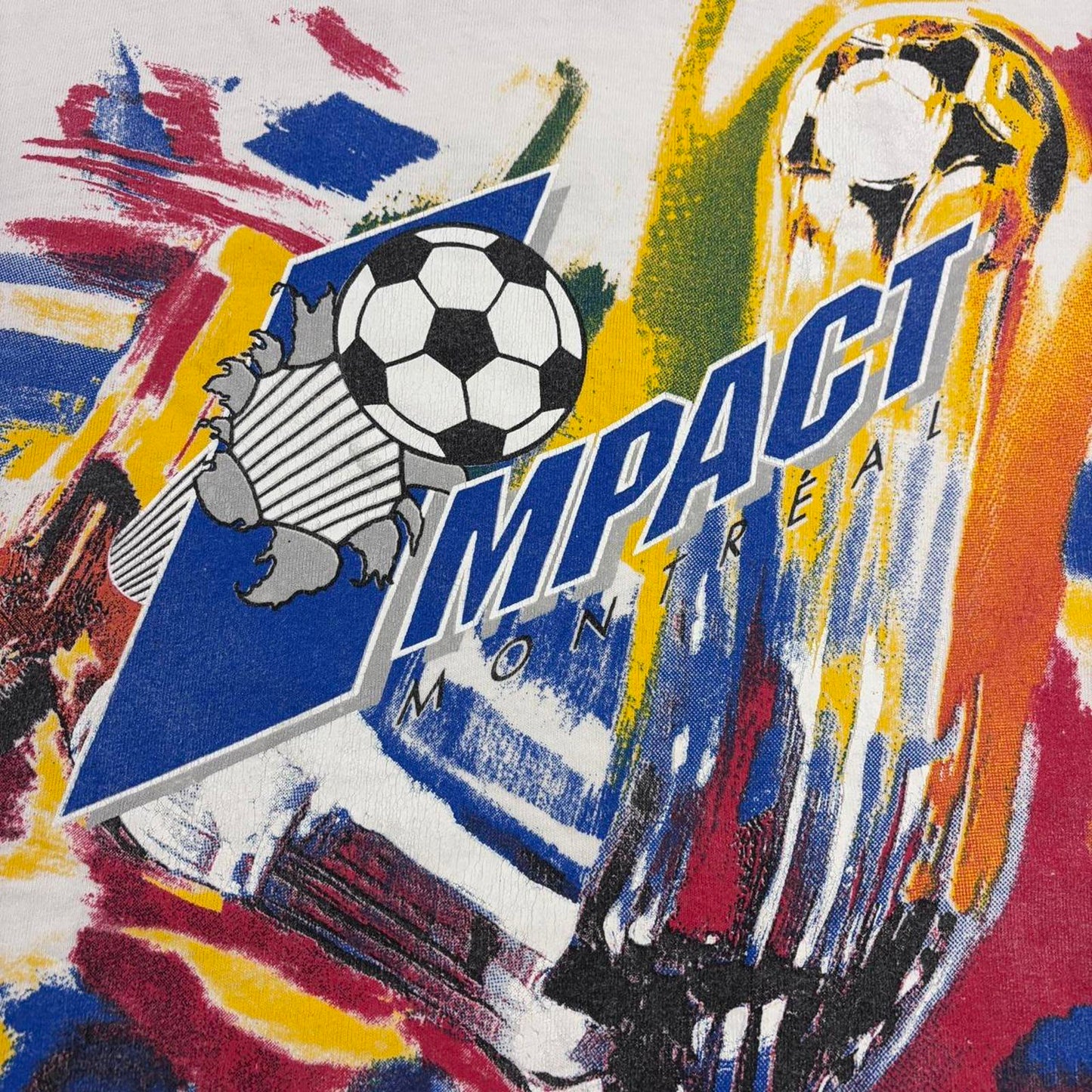 Vintage 90s Montreal Impact Canada MLS soccer team graphic t-shirt