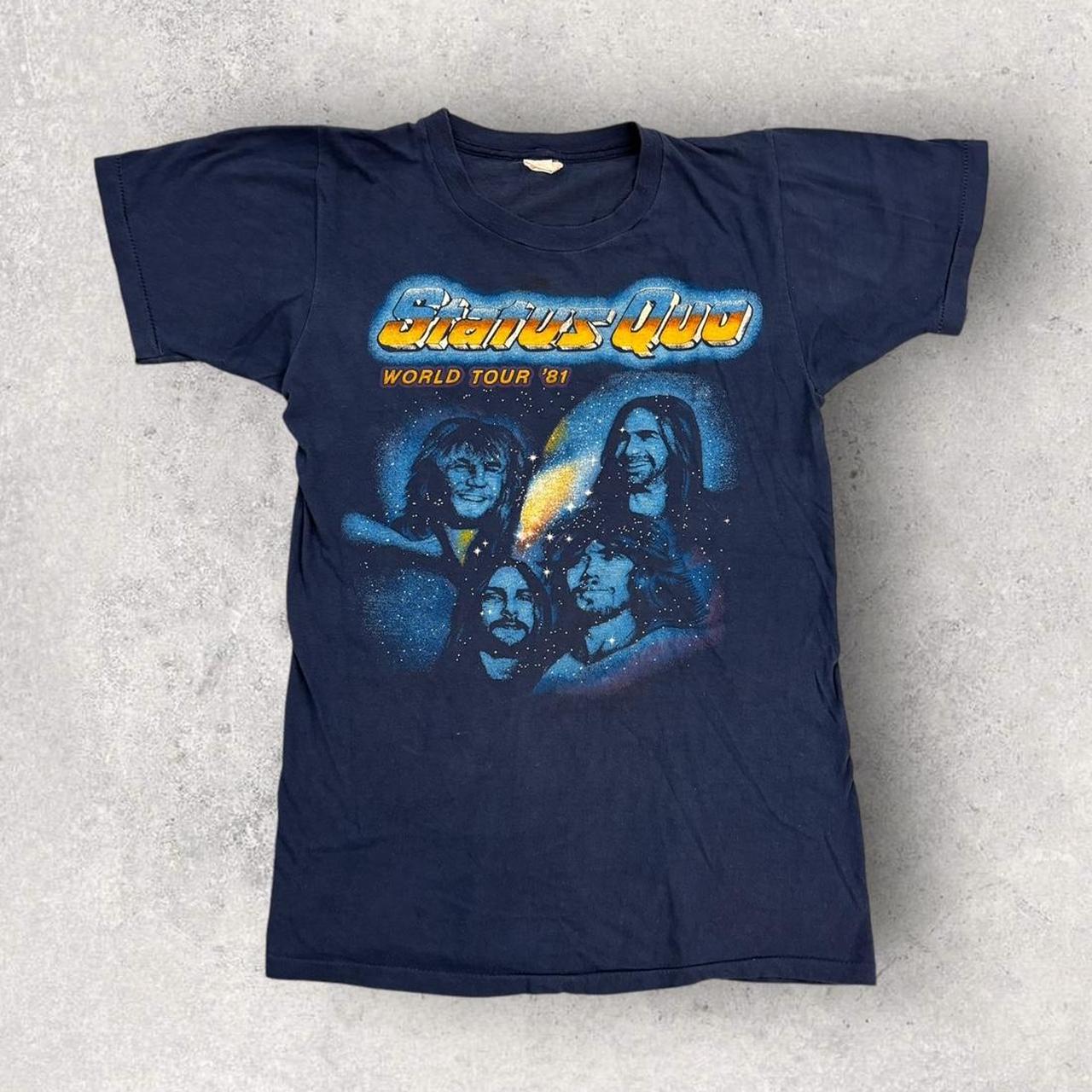 Vintage 80s USA Status Quo World Tour 1981 concert graphic band t-shirt