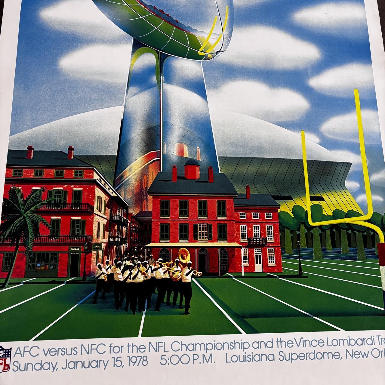 Vintage 70s Super Bowl 12 poster NFL American Football New Orleans print