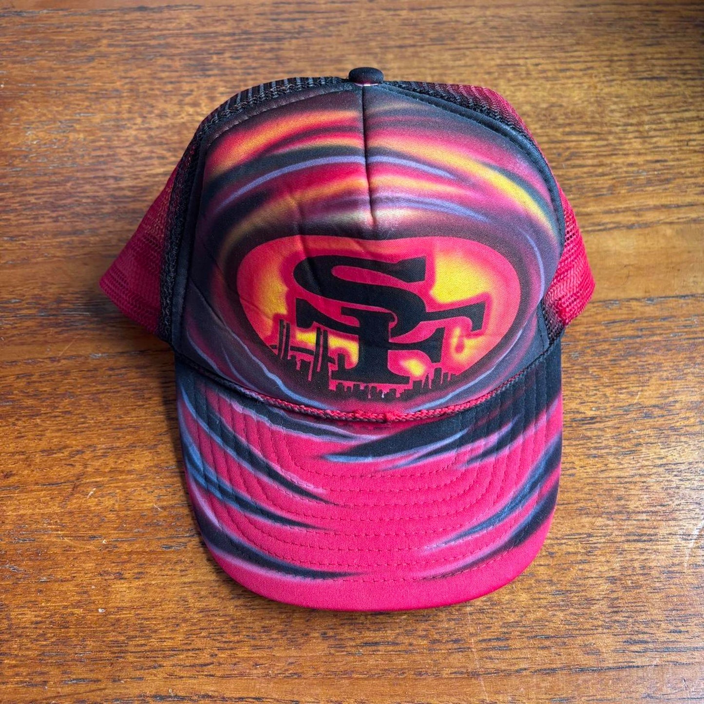 Vintage 90s USA San Francisco air brush souvenir graphic trucker cap