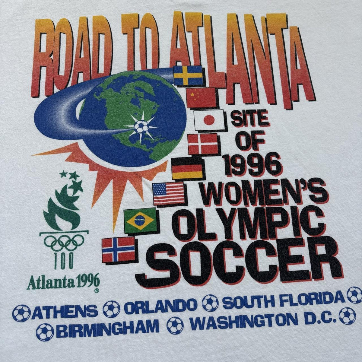 Vintage 90s USA road to Atlanta Olympics women’s soccer football t-shirt
