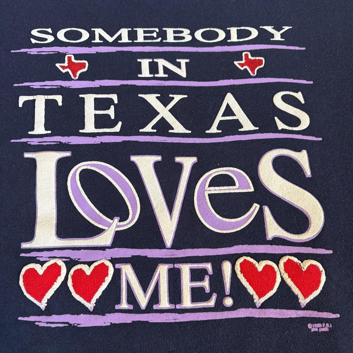 Vintage 90s USA Somebody in Texas love me souvenir sweatshirt