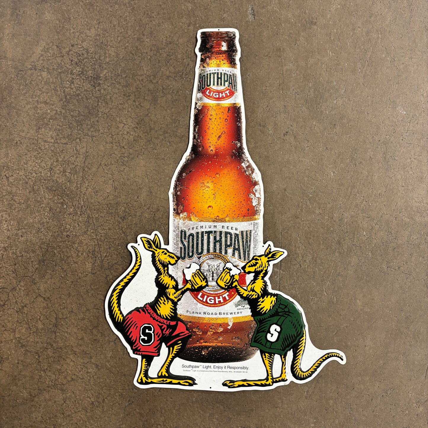 Vintage 90s USA Southpaw Light Metal Beer Sign