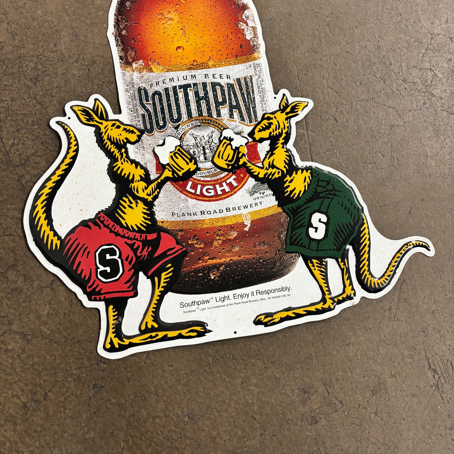 Vintage 90s USA Southpaw Light Metal Beer Sign