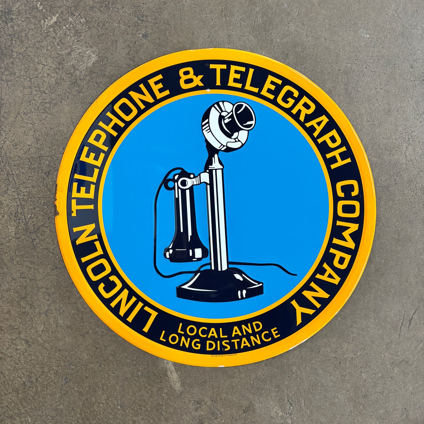 Vintage 90s USA Lincoln Telephone & Telegraph Company Metal Sign