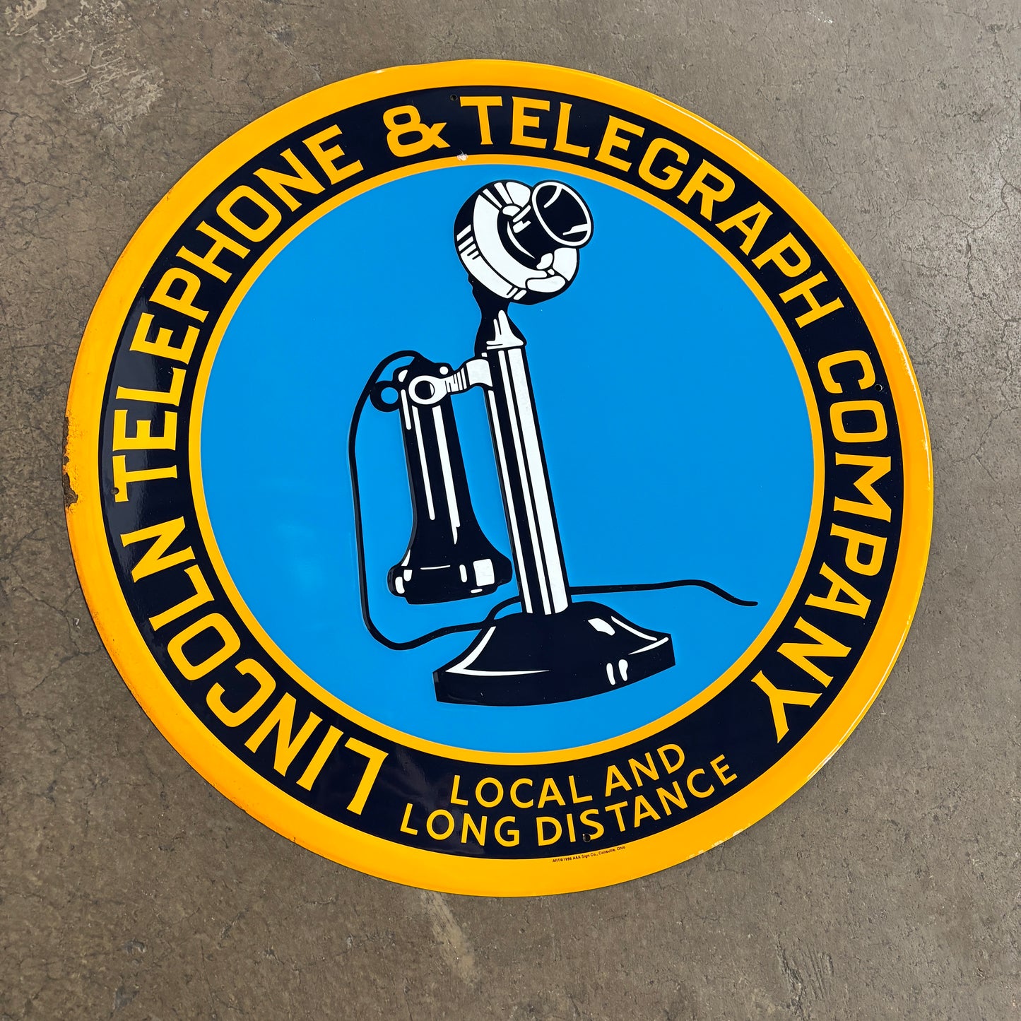 Vintage 90s USA Lincoln Telephone & Telegraph Company Metal Sign