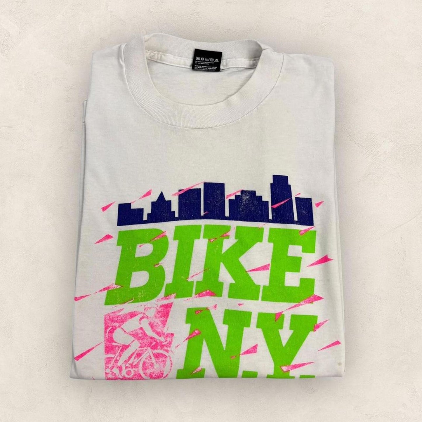 Vintage 90s USA Bike New York five borough tour cycling souvenir t-shirt