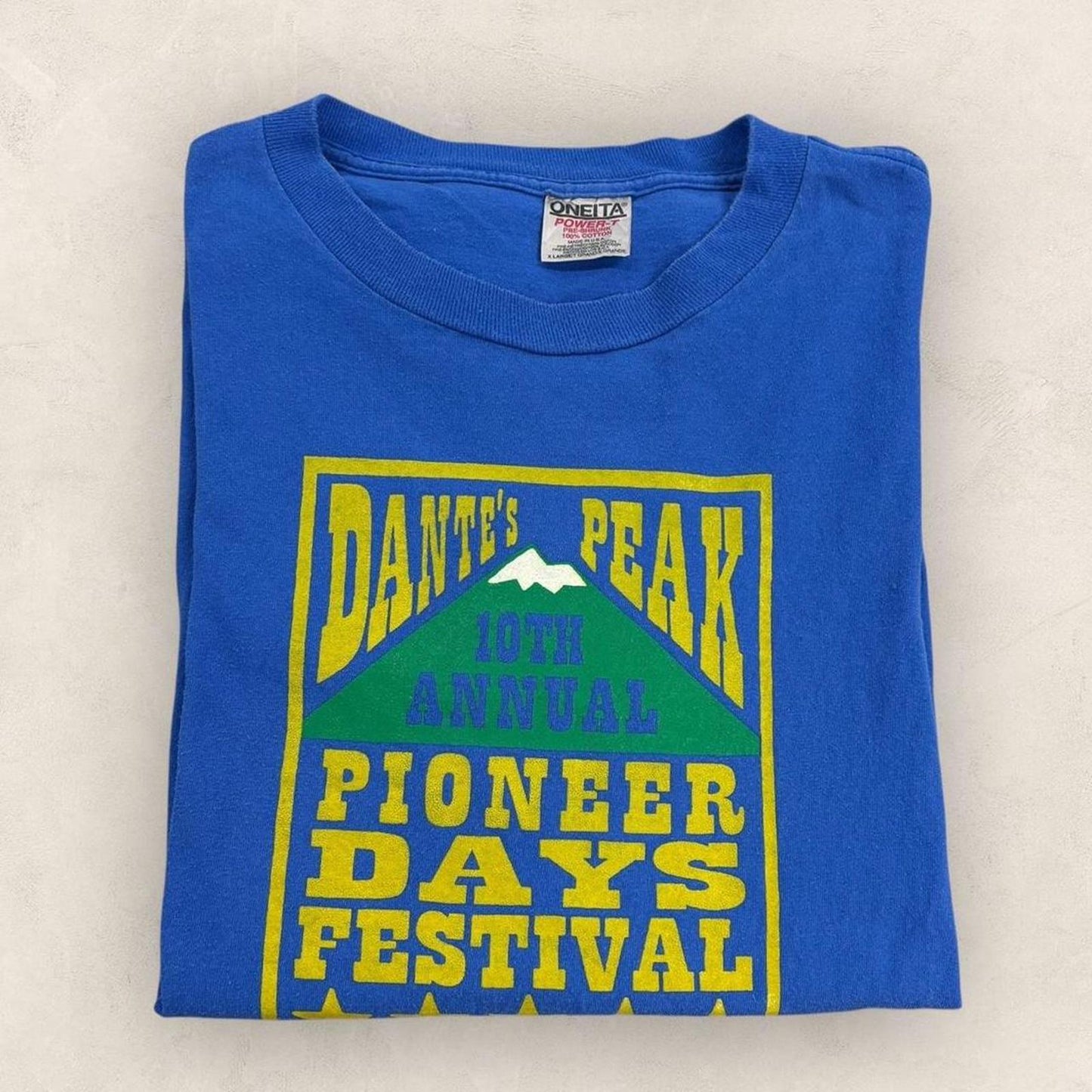Vintage 90s USA Dante’s Peak film movie Pioneer Days Festival graphic t-shirt