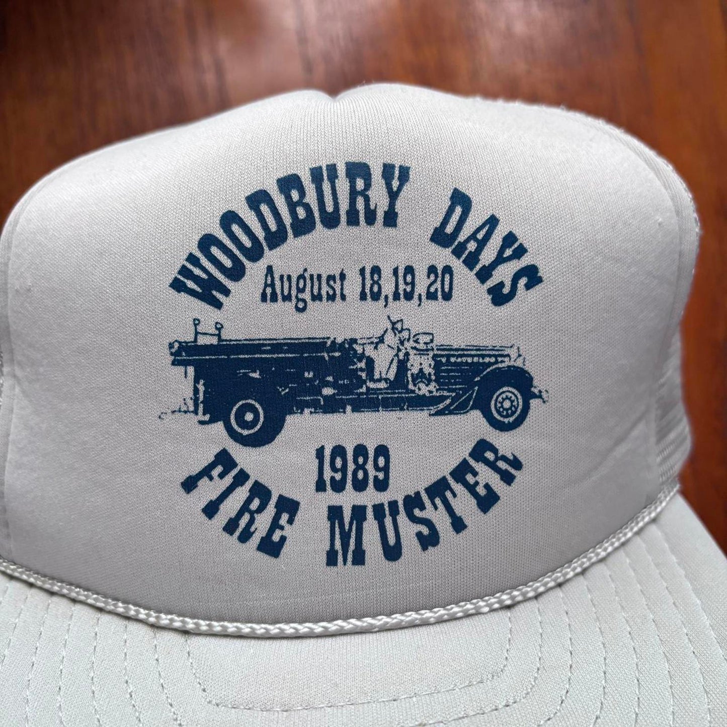 Vintage 80s USA Woodbury days festival Minnesota fire muster graphic trucker cap