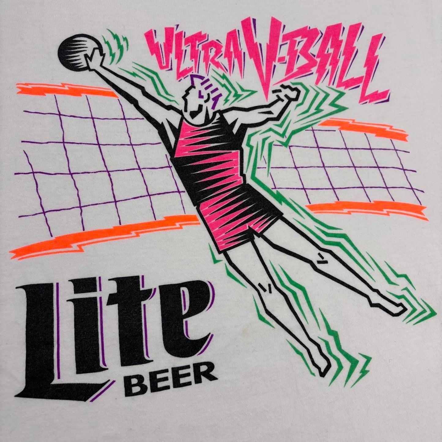 Vintage 90s USA volleyball miller lite beer graphic t-shirt