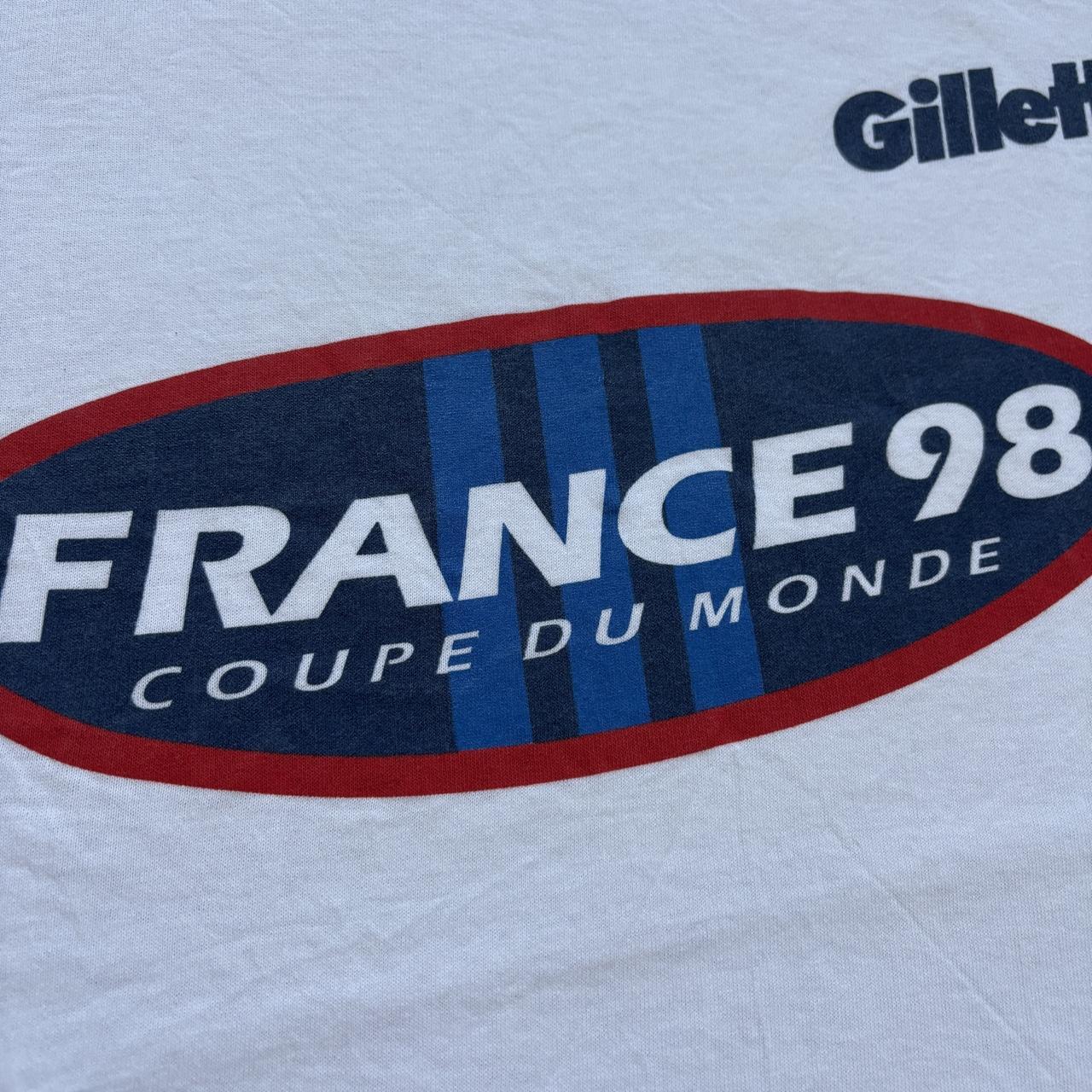 Vintage France 98 World Cup football tournament Gillette sponsor t-shirt