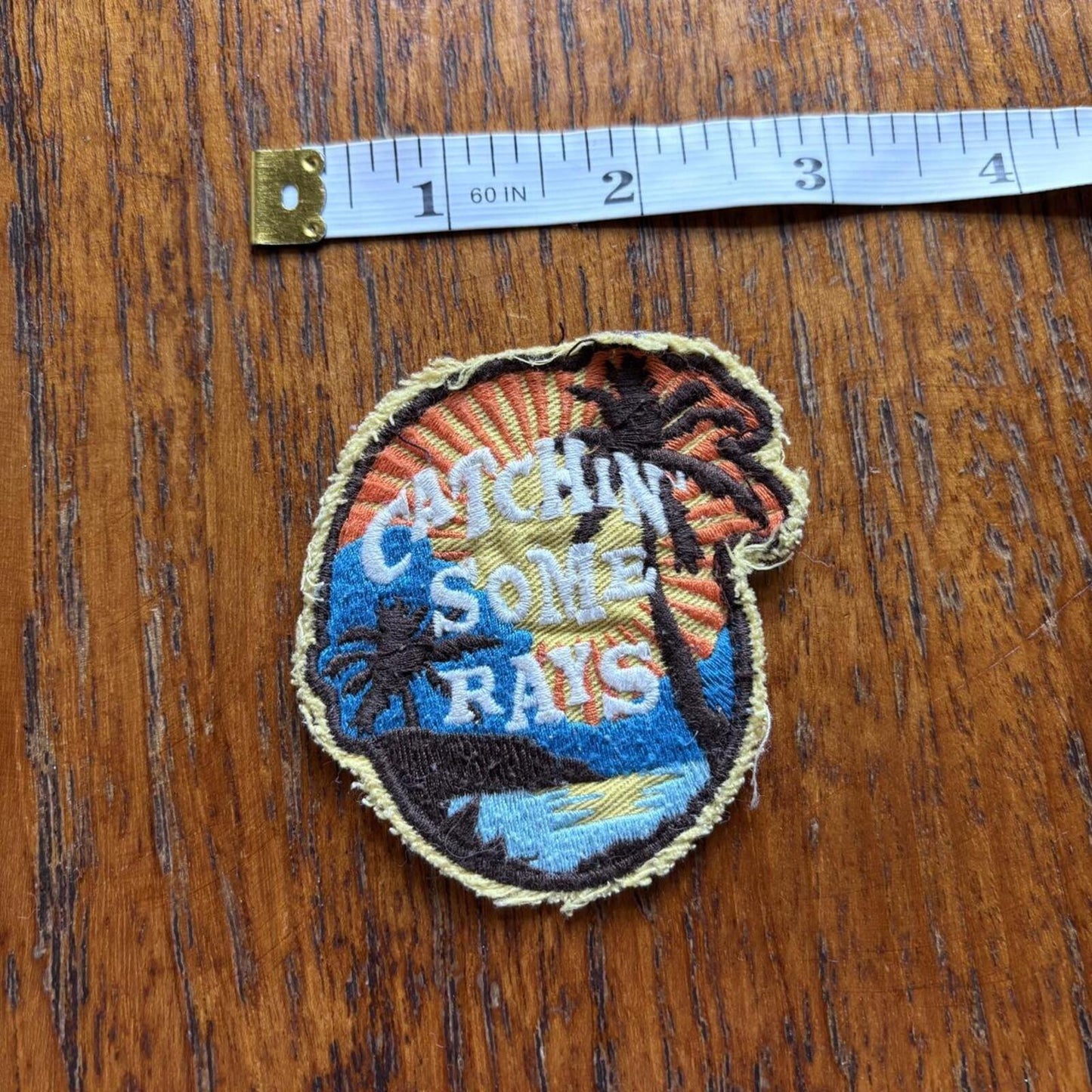 Vintage 90s USA catching some rays slogan surf California embroidered patch