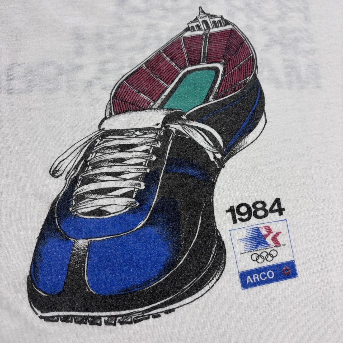 Vintage 80s USA Los Angeles Olympics summer games athletics Arco oil t-shirt