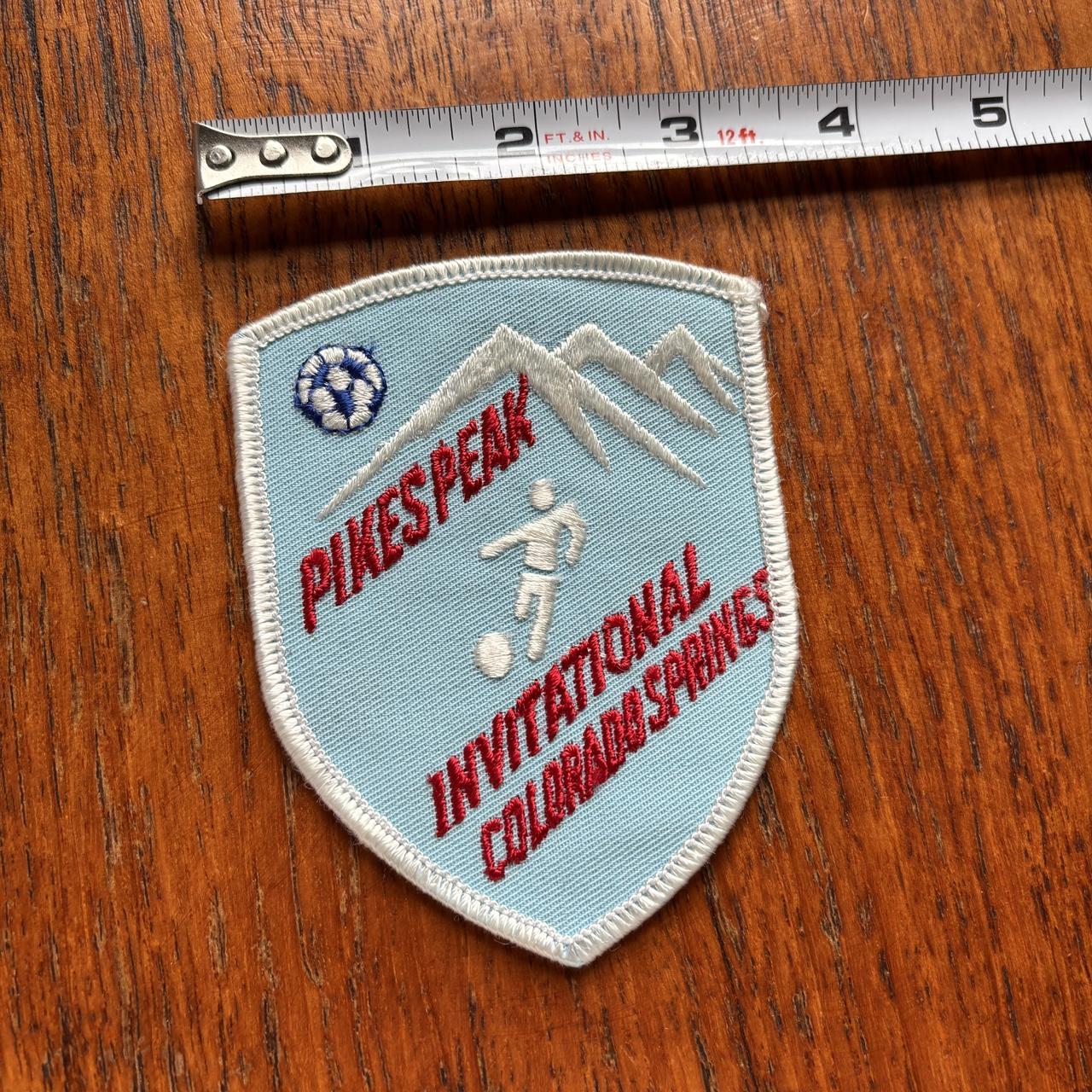 Vintage 80s USA Pikes Peak soccer invitational Colorado Springs embroidered patch