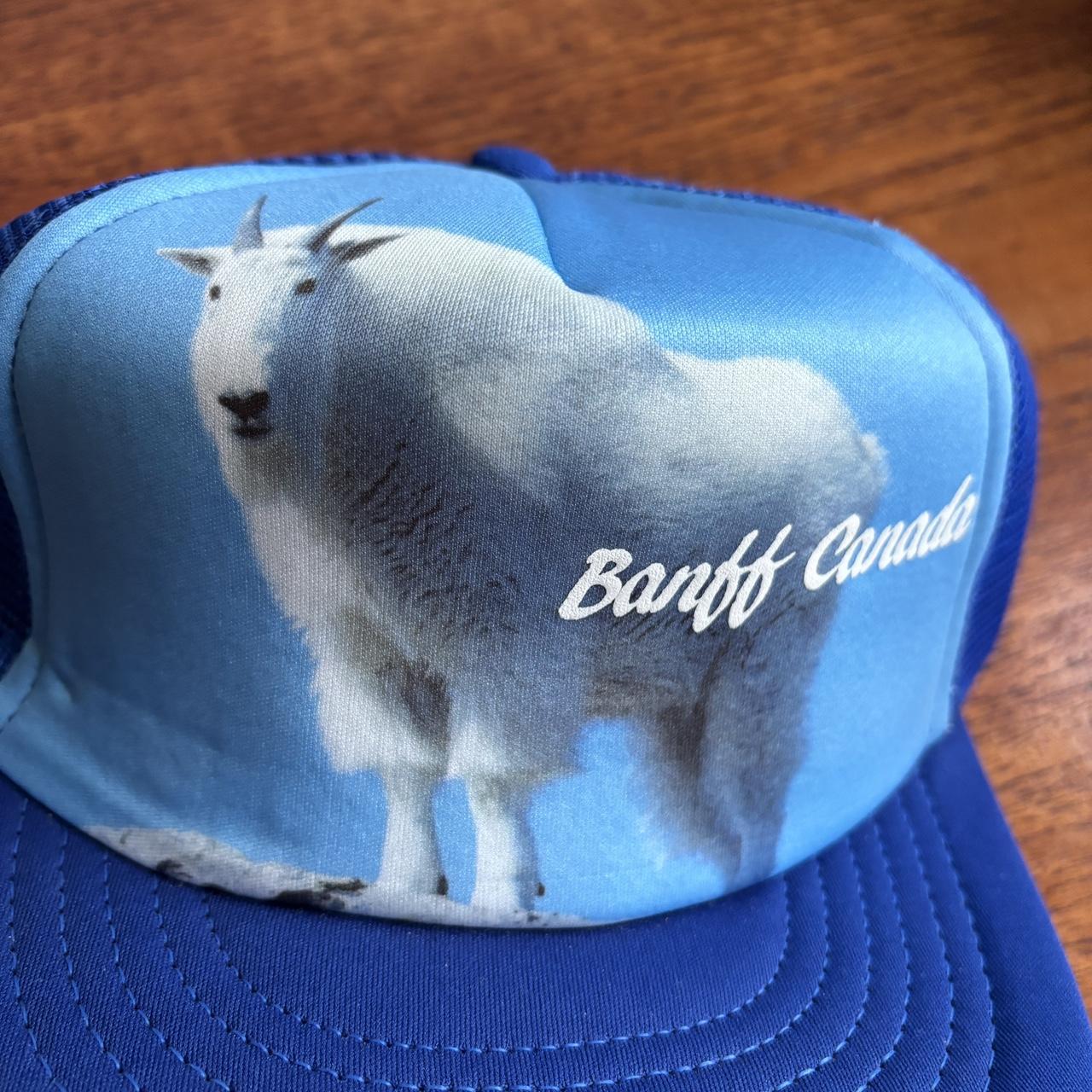 Vintage 90s Banff Canada mountain goat nature wildlife graphic trucker cap